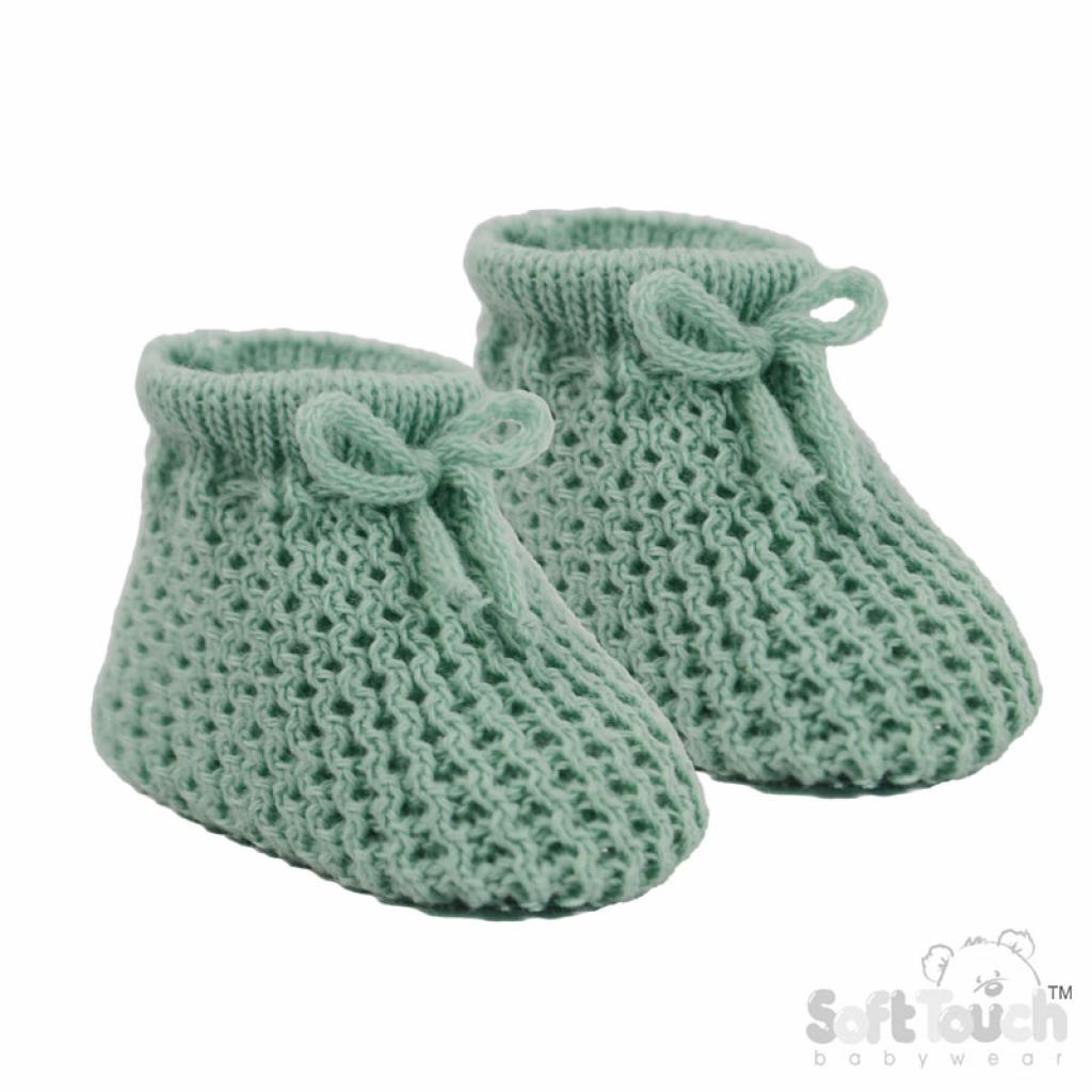 Ribbed Baby Booties - Sage