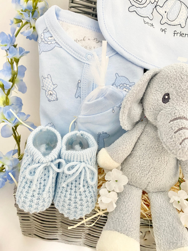 Baby Boy Basket - Best Of Safari Friends - Pink and Blue Hampers
