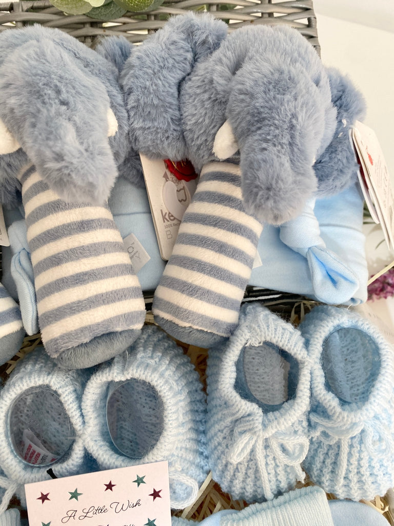 Baby Boys Triplet Gift Hamper - Blue Elephants - Pink and Blue Hampers