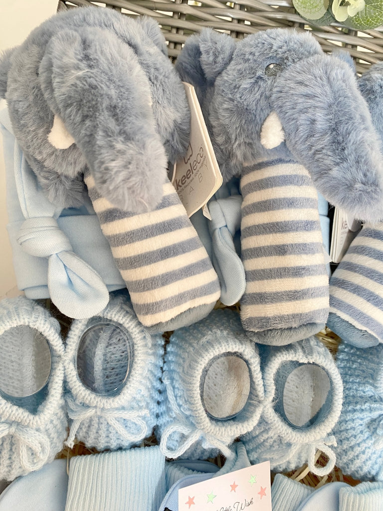 Baby Boys Triplet Gift Hamper - Blue Elephants - Pink and Blue Hampers