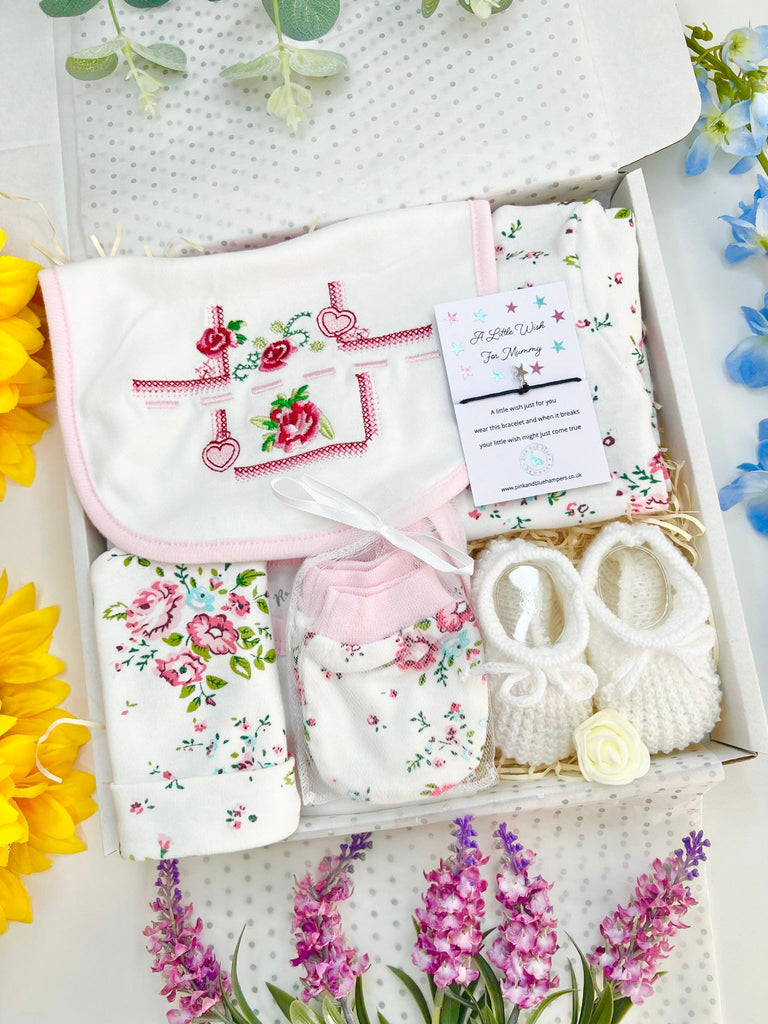 Baby Girl Gift Hamper - Floral Baby Girl Set - Pink and Blue Hampers