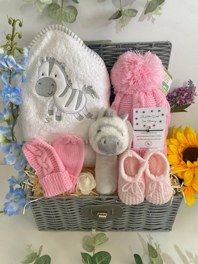Baby Girl Gift Hamper - Zebra Snuggles - Pink and Blue Hampers