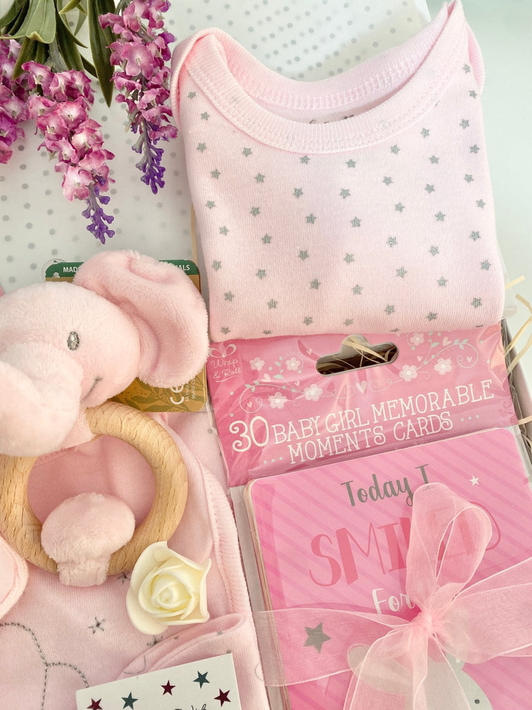Baby Girl Hamper - Sparkly Elephants & Stars - Pink and Blue Hampers