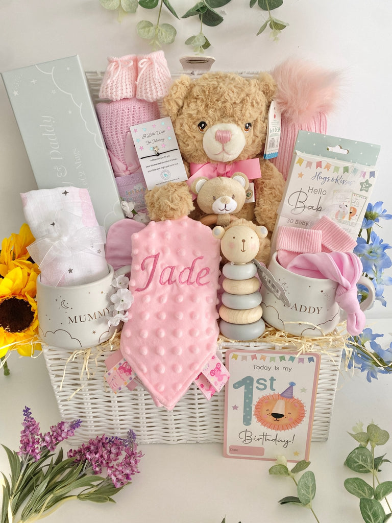 Baby Girl Hamper - Teddy Bear Love - Pink and Blue Hampers