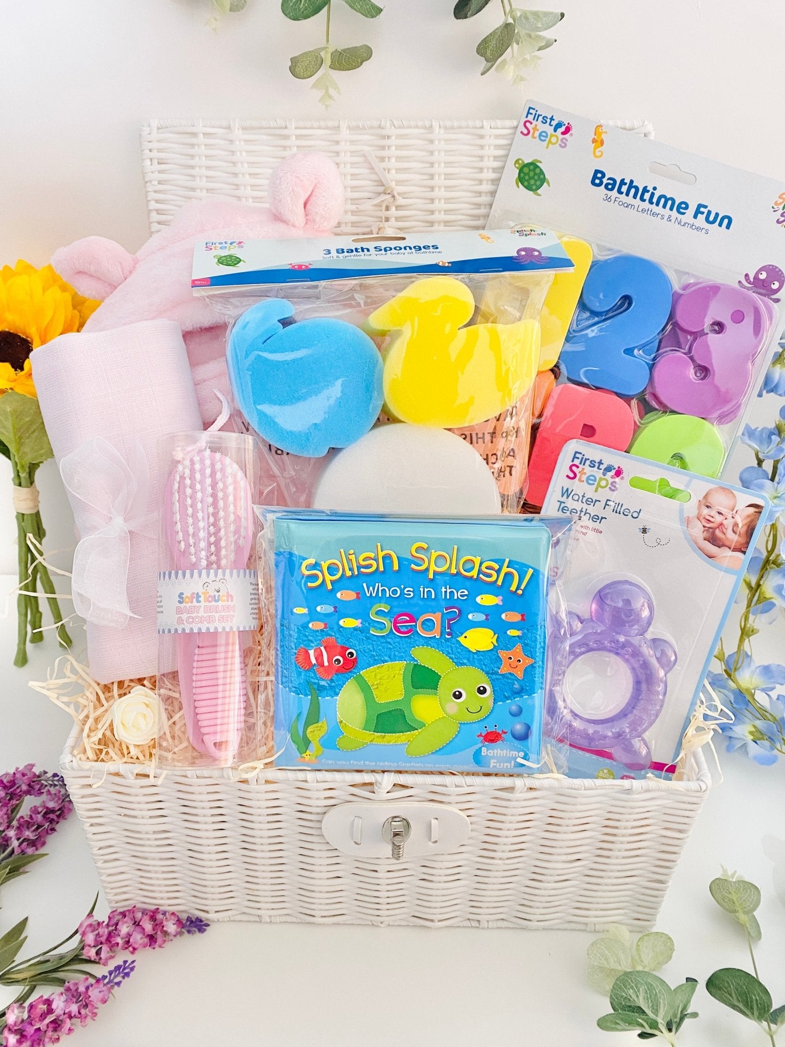Baby Shower Gift Baby Girls Bath Time – Pink and Blue Hampers