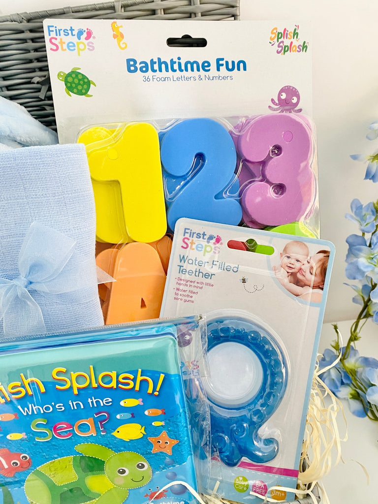 Baby Shower Gift Basket - Splashing Baby Boy - Pink and Blue Hampers