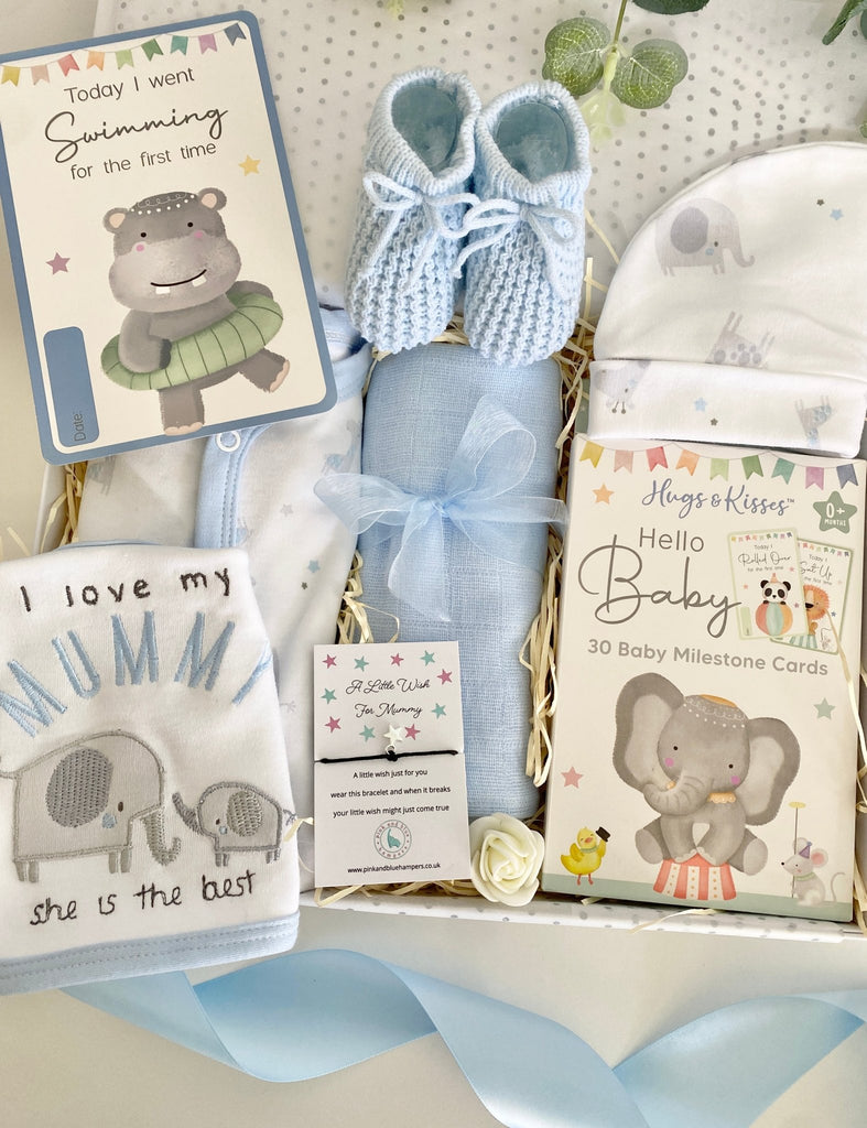 Baby Shower Gift Box - Happy Hippo - Pink and Blue Hampers