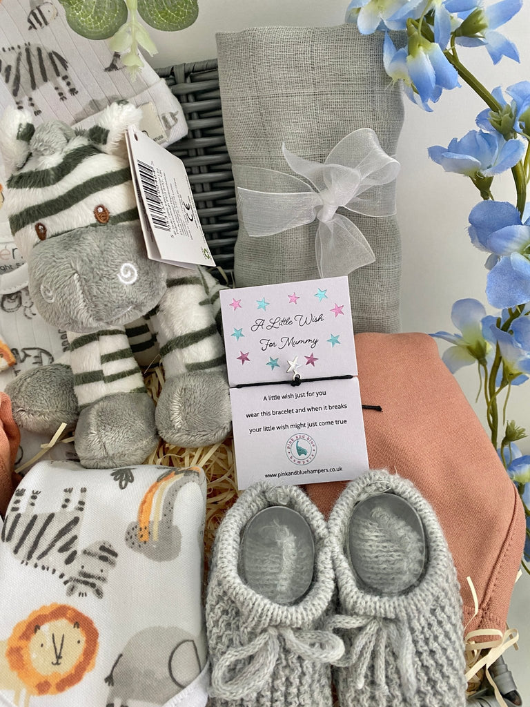 Baby Shower Gift - Safari Zebra - Pink and Blue Hampers