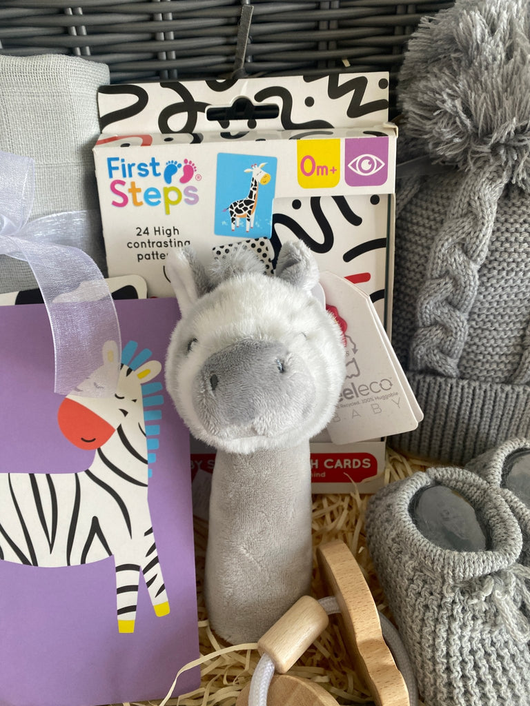 Baby Shower Gift - Stripey Zebra Fun - Pink and Blue Hampers
