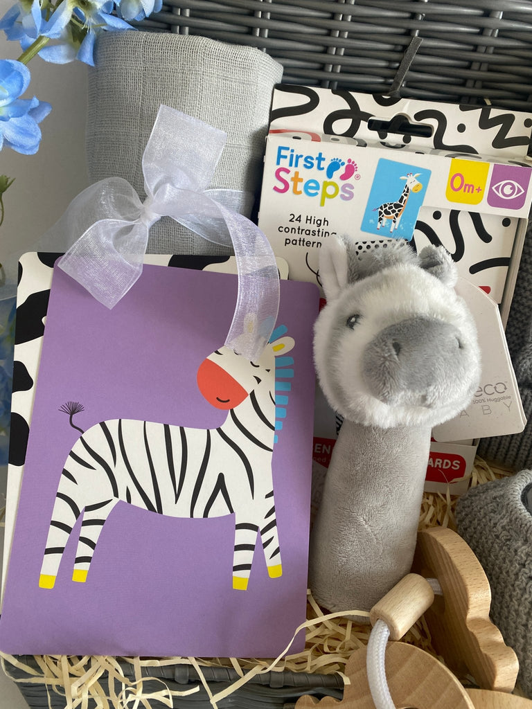 Baby Shower Gift - Stripey Zebra Fun - Pink and Blue Hampers