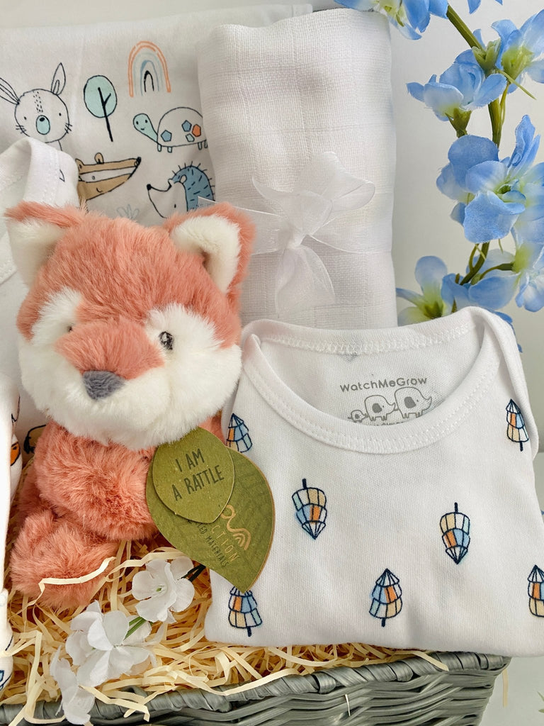 Baby Shower Gift - Sweet Woodland Fox - Pink and Blue Hampers
