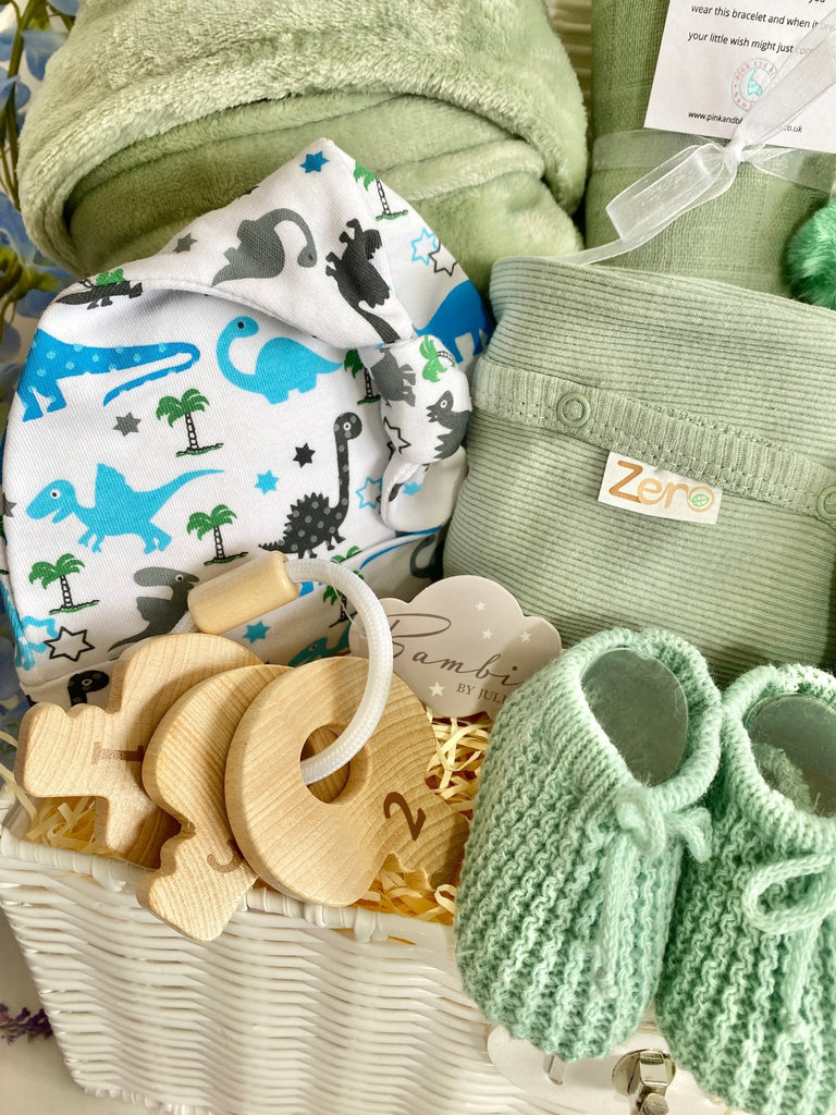 Baby Shower Hamper - Friendly Dinosaur & Dragon - Pink and Blue Hampers