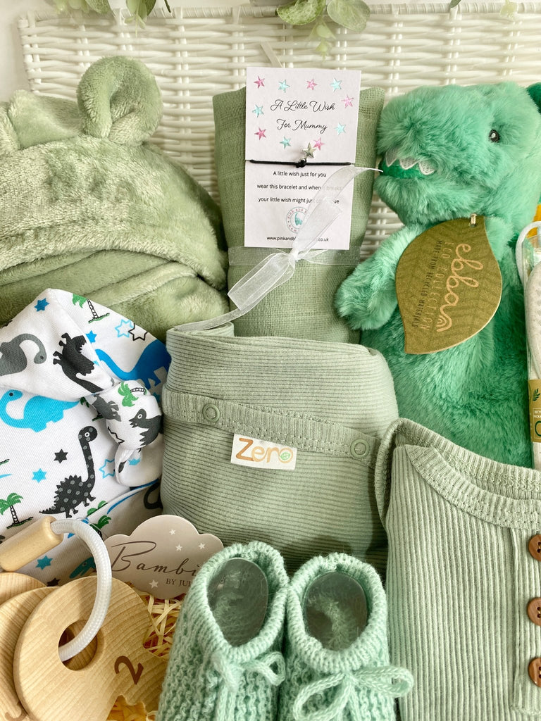 Baby Shower Hamper - Friendly Dinosaur & Dragon - Pink and Blue Hampers