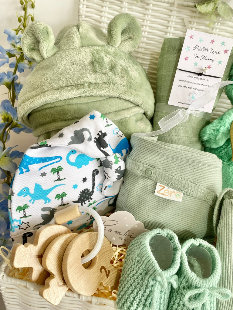Baby Shower Hamper - Friendly Dinosaur & Dragon - Pink and Blue Hampers