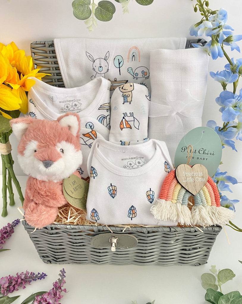 Baby Shower Hamper - Little Rainbow Fox - Pink and Blue Hampers