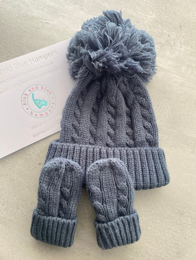 Baby's Hat & Mittens Set - Pink and Blue Hampers