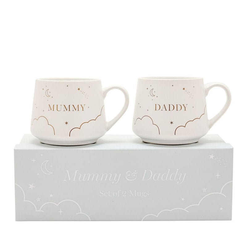 Bambino Set of 2 Mugs - Mummy & Daddy - Pink and Blue Hampers