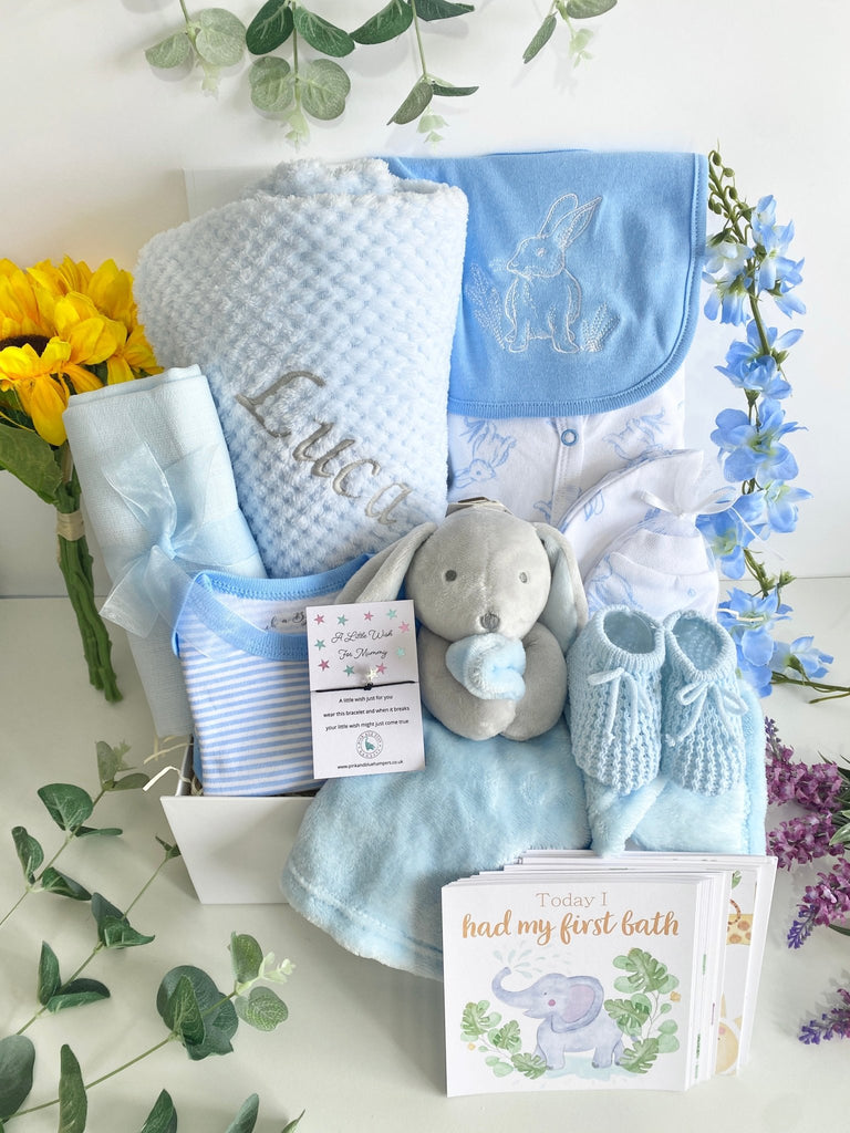 Beautiful Baby Boy Bunny Themed Gift Hamper - Pink and Blue Hampers