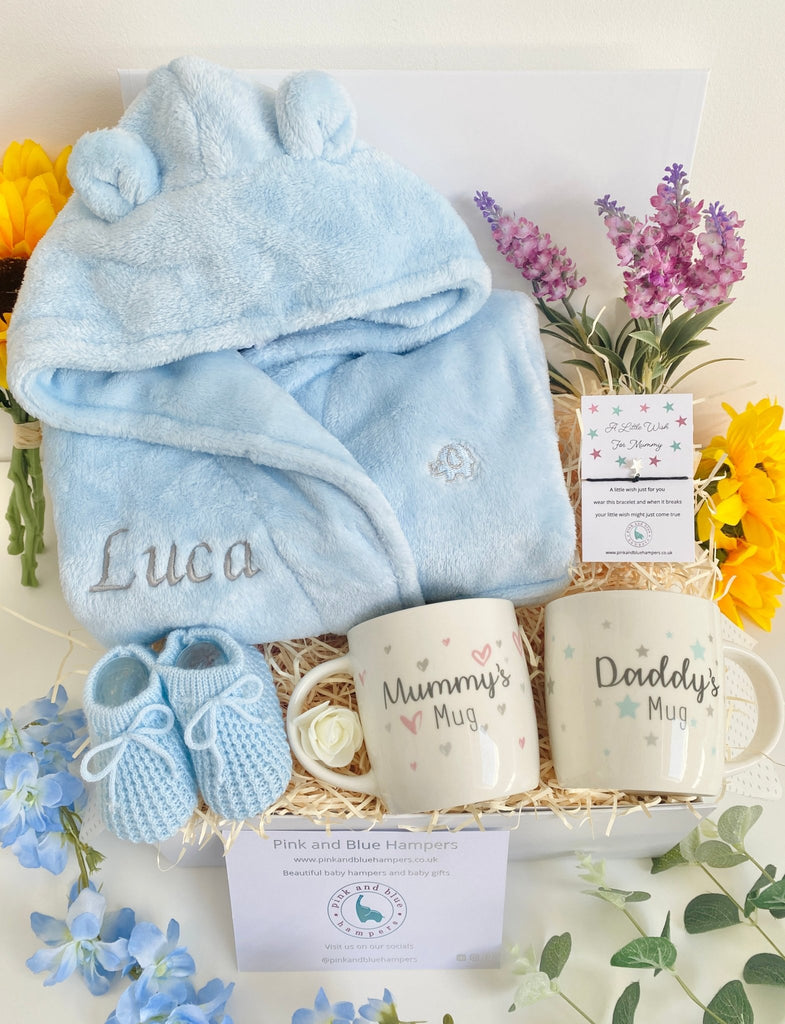 Beautiful Baby Boy Gift Hamper, New Mummy & Daddy Gift - Pink and Blue Hampers