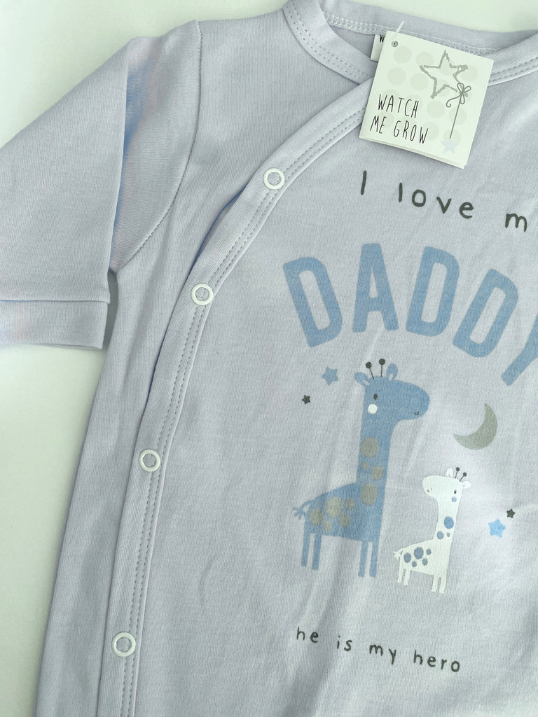 Gift For New Dad - I Love My Daddy Sleepsuit Size 0 - 3 Months - Pink and Blue Hampers