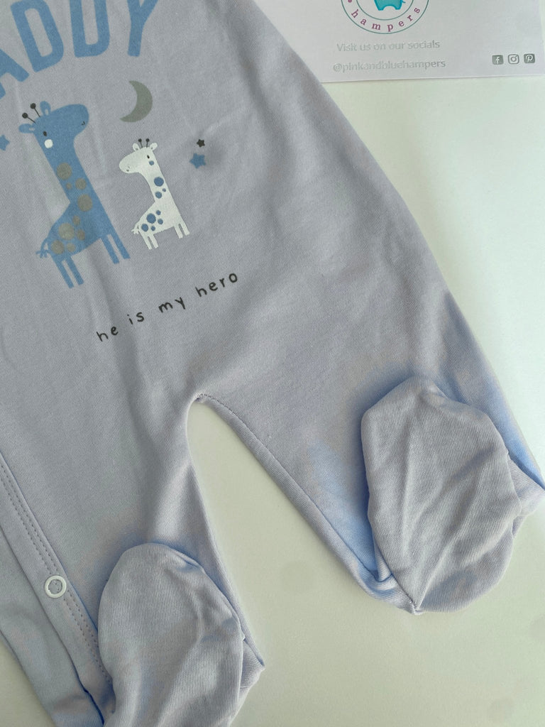 Gift For New Dad - I Love My Daddy Sleepsuit Size 0 - 3 Months - Pink and Blue Hampers