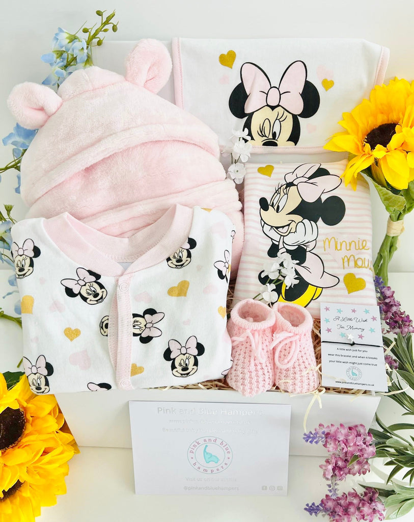 Gorgeous Minnie Mouse Baby Girl Hamper - Pink and Blue Hampers