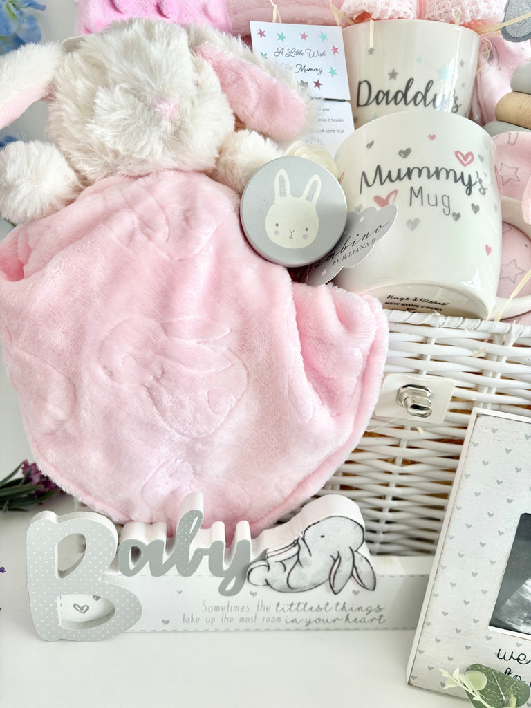 Large Baby Girl Hamper - Bunny Cuddles - Pink and Blue Hampers