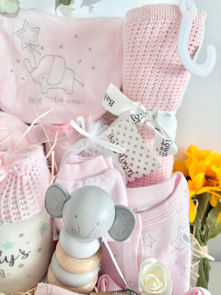 Large Baby Girl Hamper - Bunny Cuddles - Pink and Blue Hampers