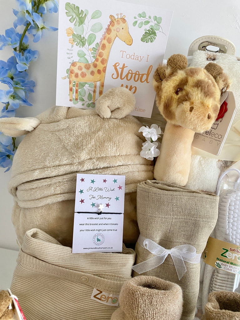 Large Maternity Gift Hamper - Jungle Giraffe Cuddles - Pink and Blue Hampers