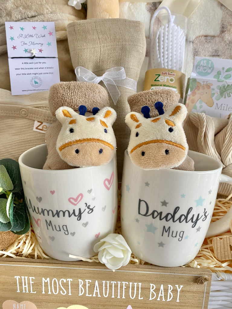 Large Maternity Gift Hamper - Jungle Giraffe Cuddles - Pink and Blue Hampers