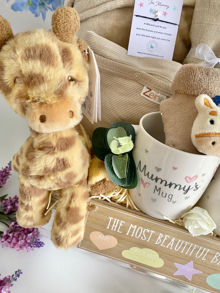 Large Maternity Gift Hamper - Jungle Giraffe Cuddles - Pink and Blue Hampers