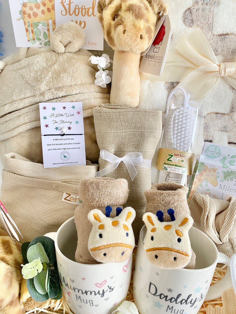 Large Maternity Gift Hamper - Jungle Giraffe Cuddles - Pink and Blue Hampers