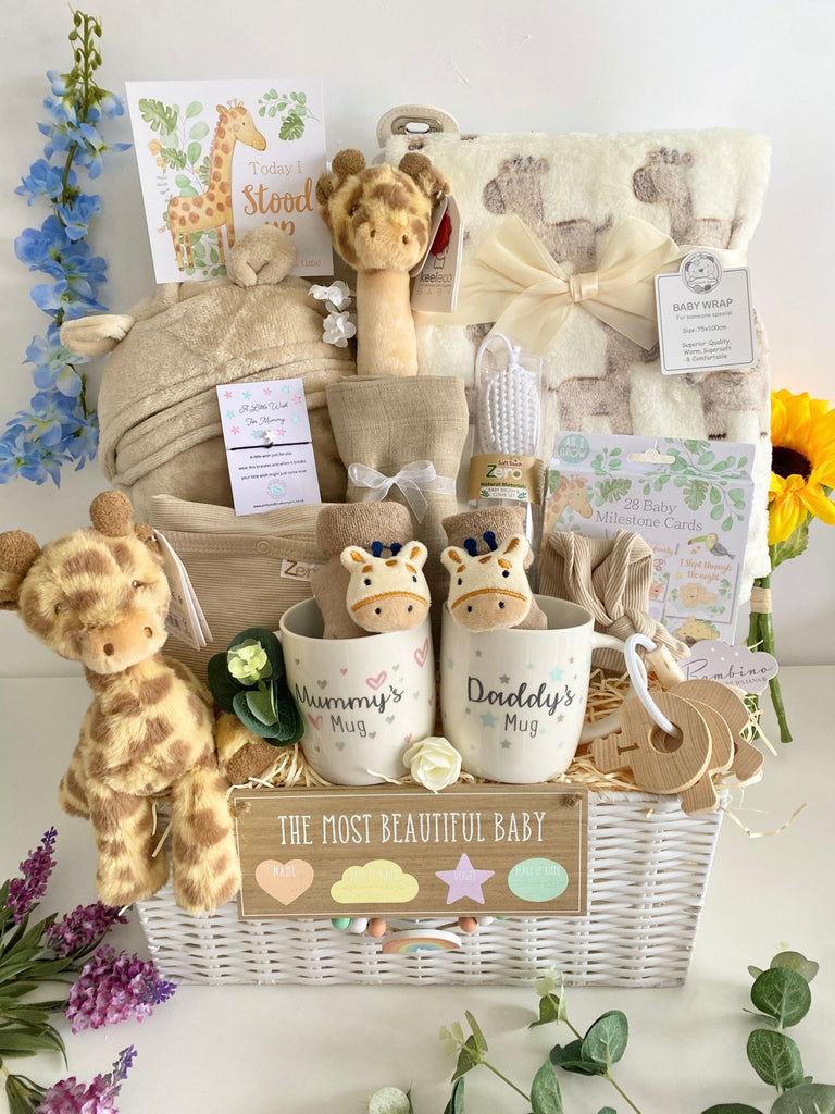 Large Maternity Gift Hamper - Jungle Giraffe Cuddles - Pink and Blue Hampers