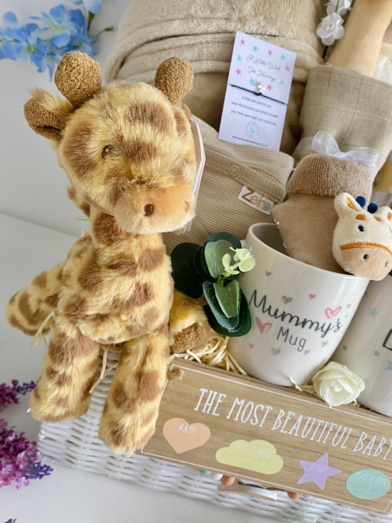 Large Maternity Gift Hamper - Jungle Giraffe Cuddles - Pink and Blue Hampers