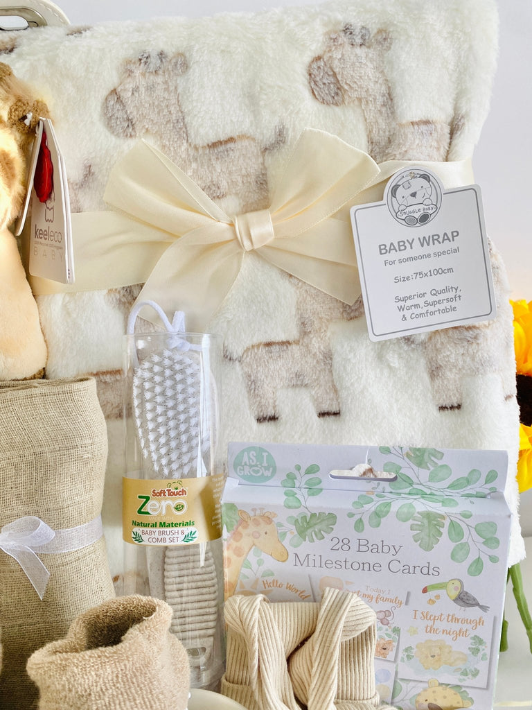 Large Maternity Gift Hamper - Jungle Giraffe Cuddles - Pink and Blue Hampers