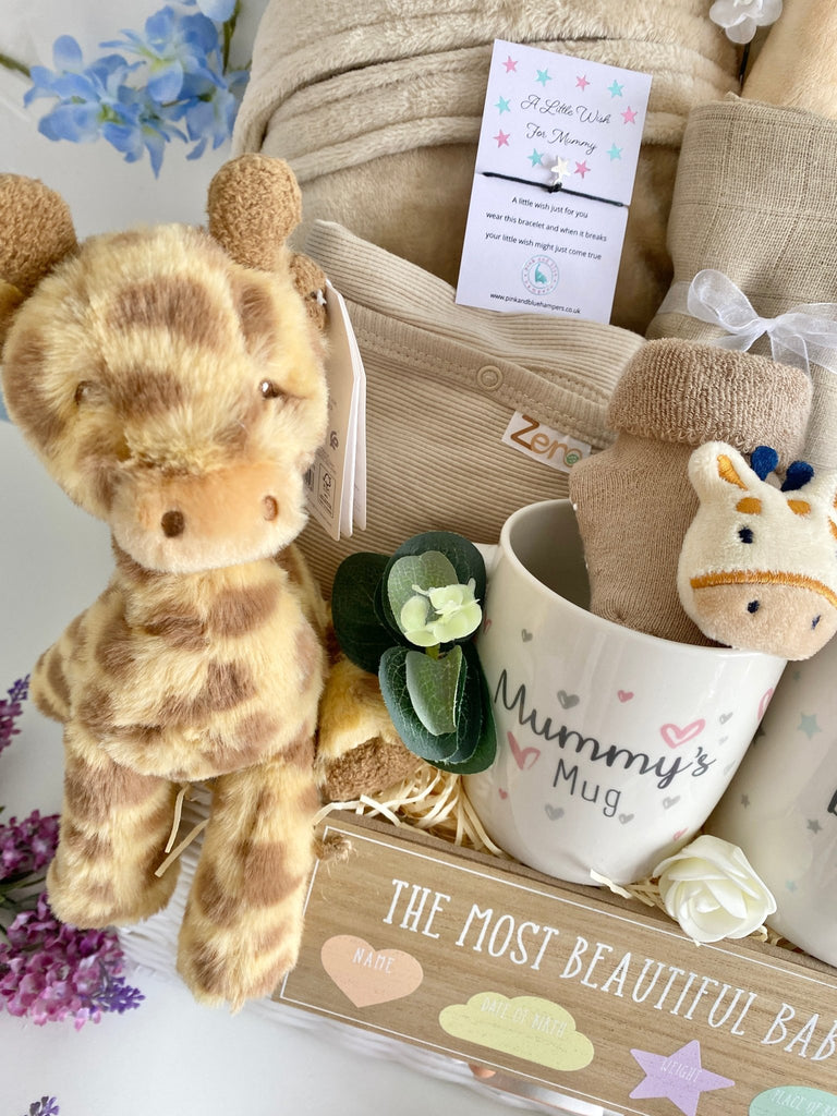 Large Maternity Gift Hamper - Jungle Giraffe Cuddles - Pink and Blue Hampers