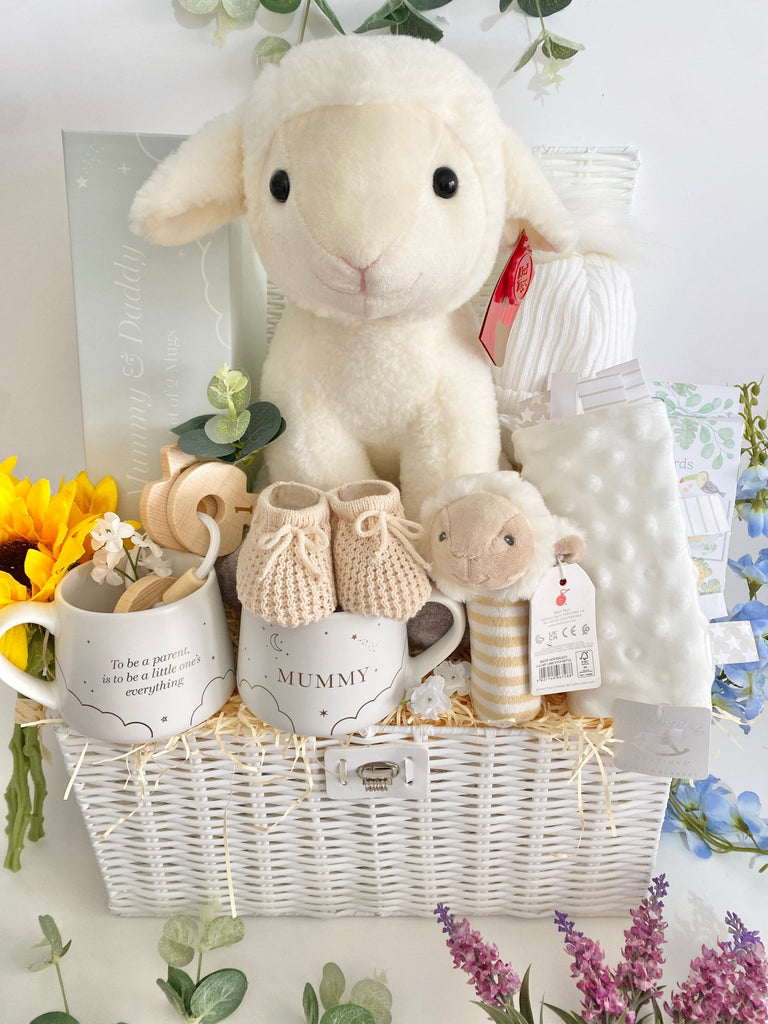 Large Unisex Baby Hamper - Big Lamb Cuddles - Pink and Blue Hampers