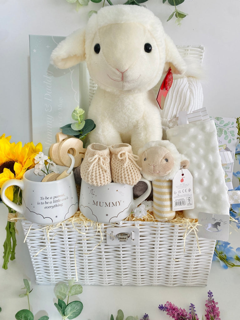 Large Unisex Baby Hamper - Big Lamb Cuddles - Pink and Blue Hampers