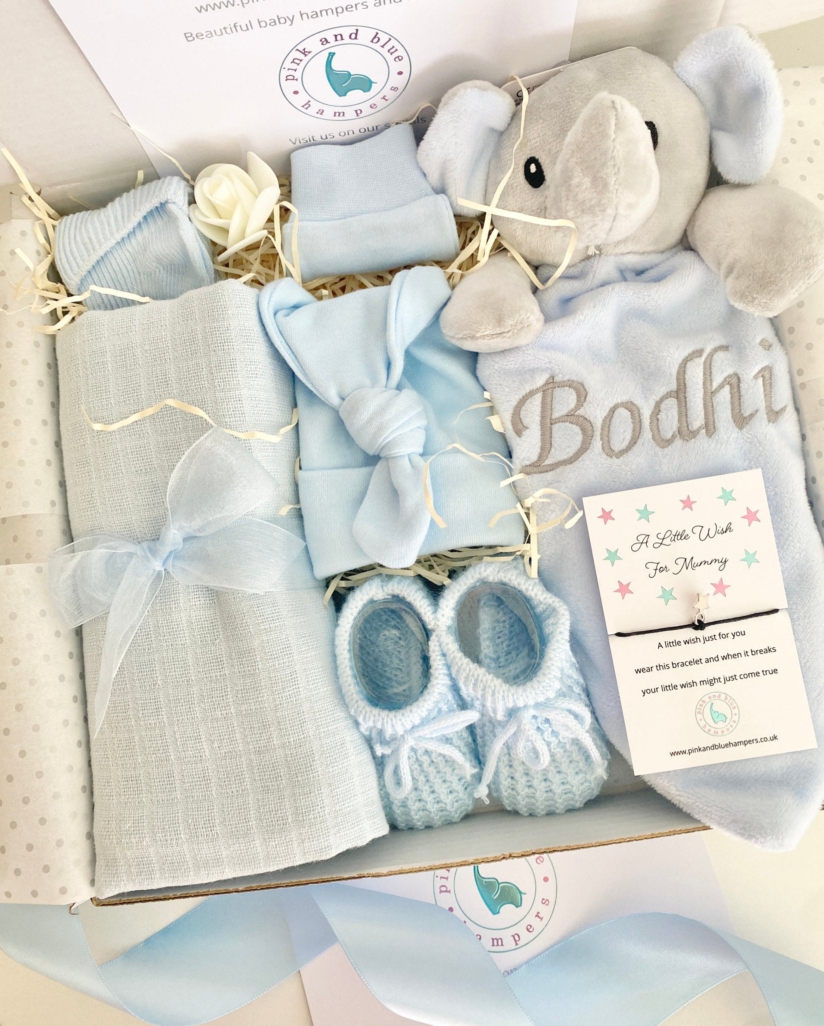 Personalised Baby Boy Gift Box Blue Elephant