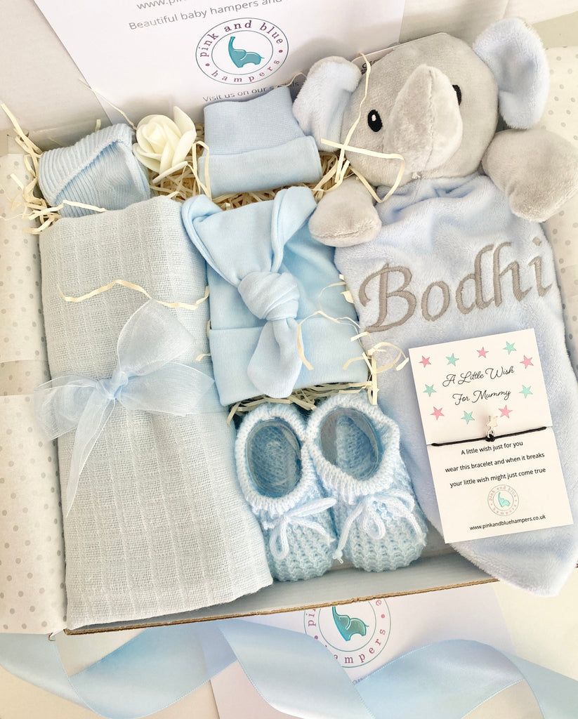 Lovely Baby Boy Elephant Baby Gift Box, New Baby Gift Set - Pink and Blue Hampers