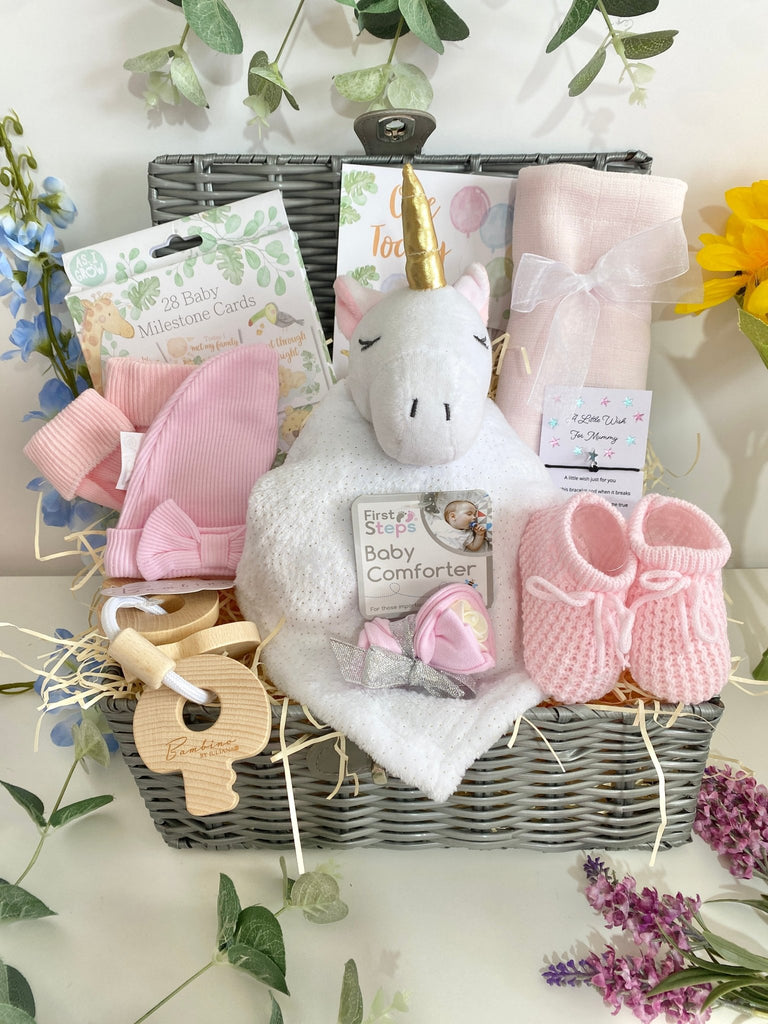 Mum To Be Baby Hamper Gift - Sparkly Unicorn - Pink and Blue Hampers