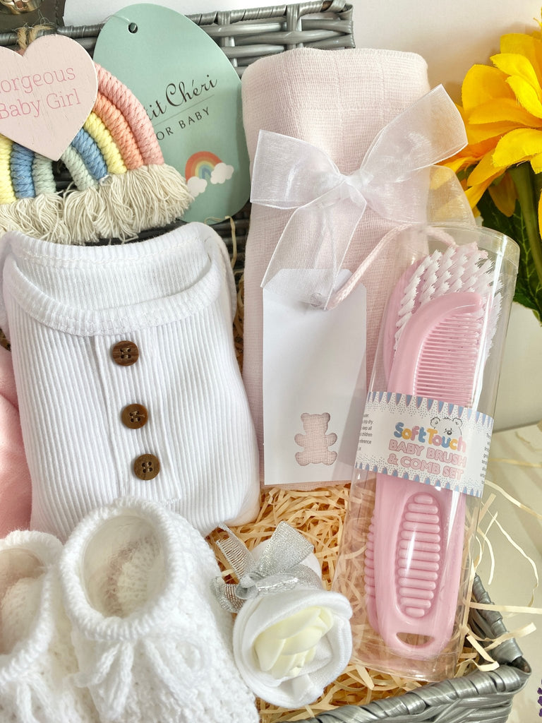 Mum To Be Basket Gift - Teddy Bear Smiles - Pink and Blue Hampers