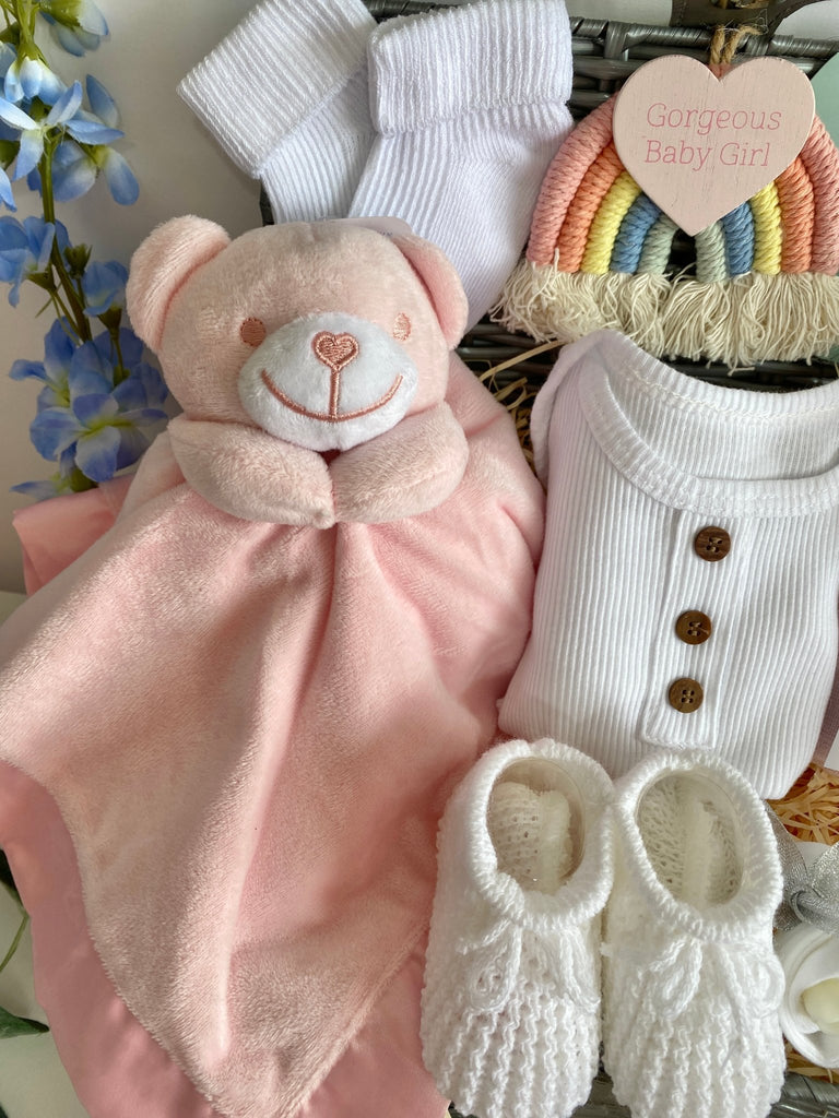 Mum To Be Basket Gift - Teddy Bear Smiles - Pink and Blue Hampers