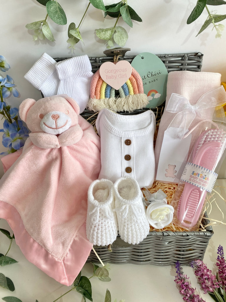 Mum To Be Basket Gift - Teddy Bear Smiles - Pink and Blue Hampers