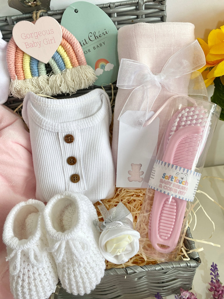 Mum To Be Basket Gift - Teddy Bear Smiles - Pink and Blue Hampers