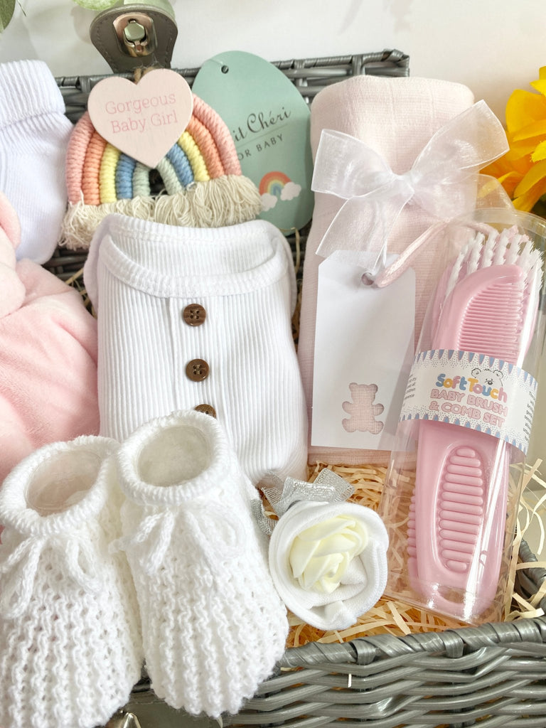 Mum To Be Basket Gift - Teddy Bear Smiles - Pink and Blue Hampers