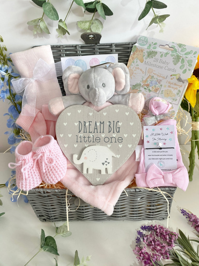 Mum To Be Hamper Basket - Dream Big Baby Girl - Pink and Blue Hampers