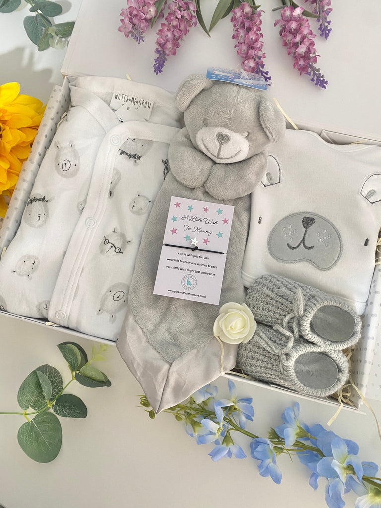 Mummy To Be Gift - Satin Teddy Cuddles - Pink and Blue Hampers