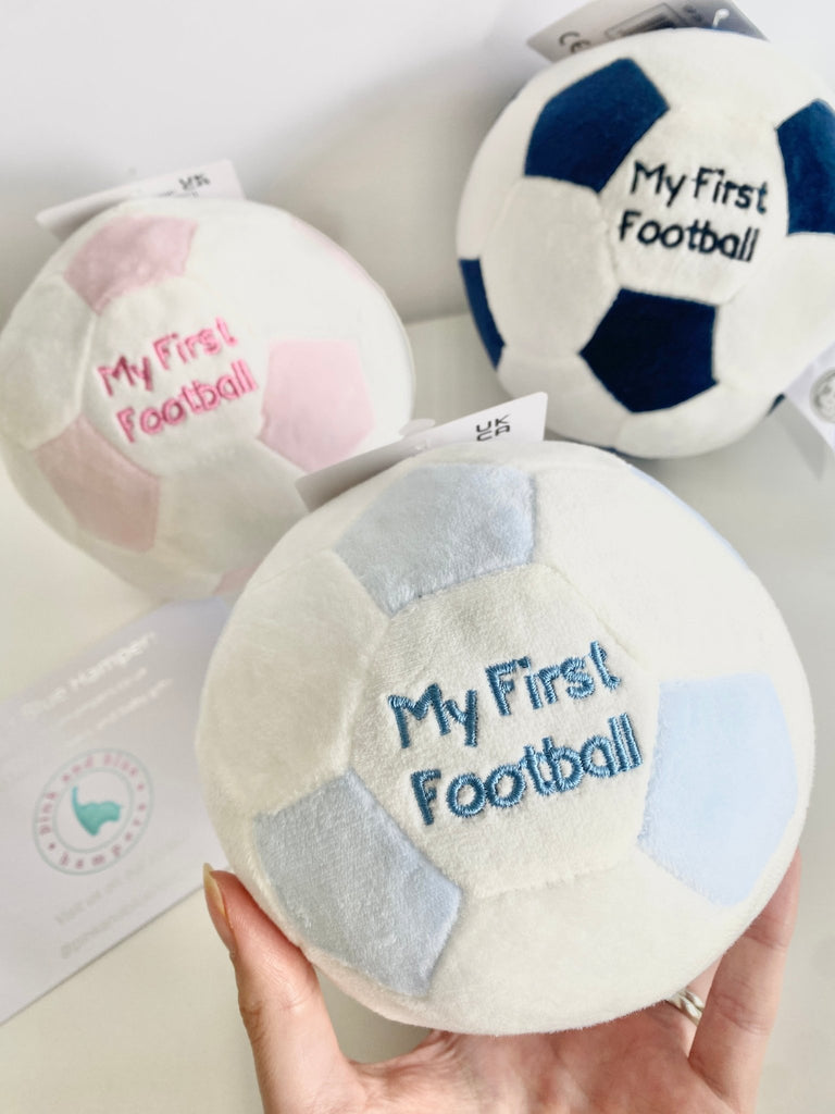 My First Football Baby Blue Rattle Toy - Pink and Blue Hampers