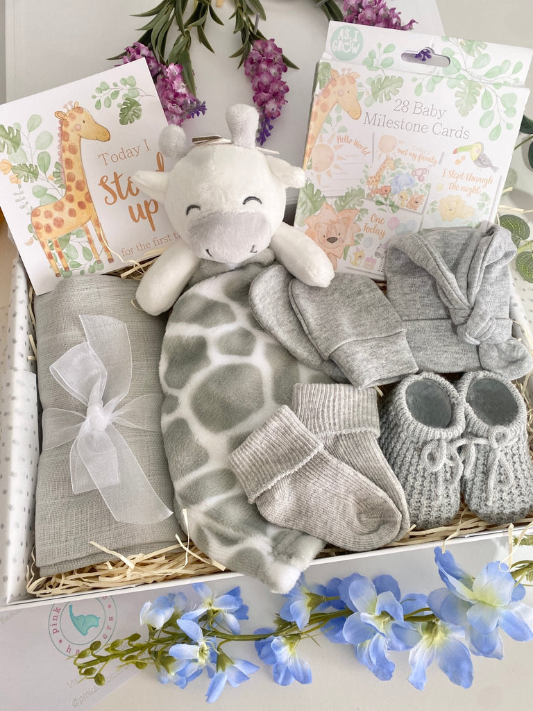 New Baby Gift Box - Jungle Giraffe - Pink and Blue Hampers